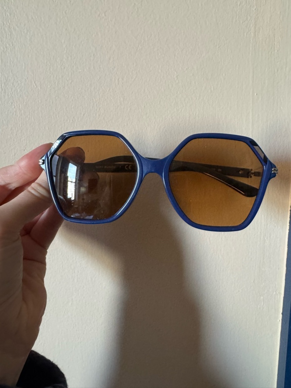 tory Burch blue sunglasses with orange lens